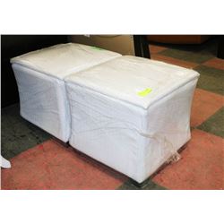 PAIR OF SHOWHOME WICKER STYLE STOOLS