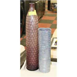 2 SHOW HOME VASES PURPLE IS 22" TALL & SILVER 14"