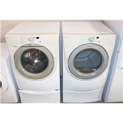 WHIRLPOOL DUET WASHER AND DRYER SET WITH PEDESTAL