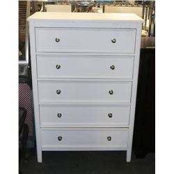 SHOWHOME WHITE 5 DRAWER CHEST OF DRAWERS
