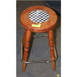 CHECKERBOARD SEAT WOOD STOOL
