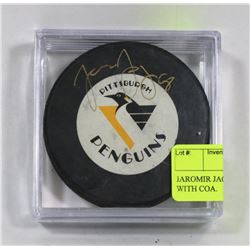 JAROMIR JAG AUTOGRAPHED PUCK WITH COA.