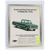 Image 1 : ORIGINAL 10"X 13" 1967 CHEVY TRUCK IN FRAME.