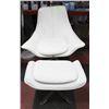 Image 1 : SHOWHOME WHITE AND CHROME CHAIR WITH OTTOMAN