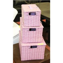 LOT OF 3 WICKER STYLE BASKETS