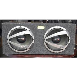 HERTZ DOUBLE SUBWOOFER IN CAR BOX