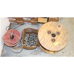 2 ROLLS OF HEAVY DUTY CABLE WITH BOX OF CLAMPS