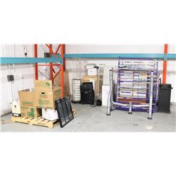 LARGE LOT OF ASSORTED DISPLAY RACKS WITH PALLET OF