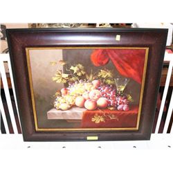 FRAMED PRINT "FLOWER AND FRUIT" 27"X30".