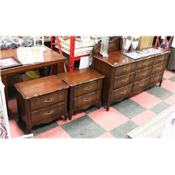 BEDROOM SET W/ QUEEN HEADBOARD, 2 NIGHT STANDS