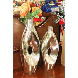 PAIR OF METALIC SHOW HOME VASES 18" & 22"