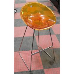 1960'S ORANGE CLEAR BAR STOOL