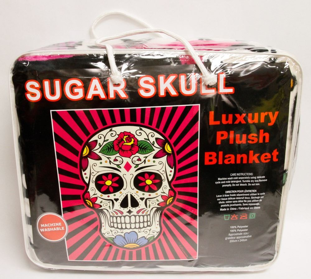 NEW! "SUGAR SKULL" LUXURY PLUSH BLANKET (QUEEN)