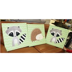 SET OF 3 SHOWHOME CHILDRENS CANVAS ART PICTURES