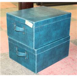 PAIR OF SHOWHOME BLUE STORAGE BOXES