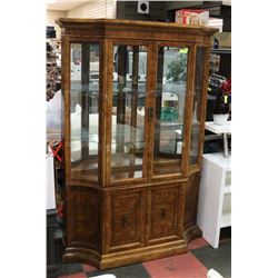 WOOD AND GLASS CHINA CABINET, 52"X13.5"X78".