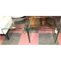 PAIR OF ALL GLASS END TABLES