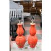 Image 1 : PAIR OF ORANGE SHOW HOME LAMPS NO SHADES