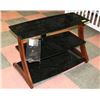 Image 1 : NEW 3 TIER WOOD AND TINTED GLASS TV STAND