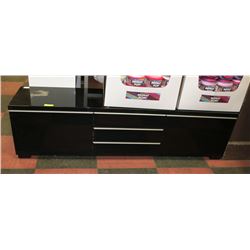 SHOWHOME GLOSS BLACK TV STAND WITH STORAGE