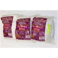 LOT OF 3 WHITE/SILVER 1LB BAGS  OF 100% ACRYLIC