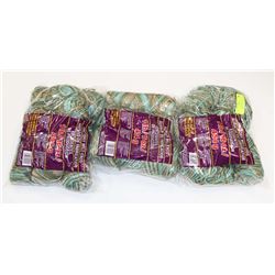 LOT OF 3 AQUA/GREEN/TAN 1LB BAGS  OF 100% ACRYLIC