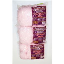 LOT OF 3 PINK 1LB BAGS  OF 100% ACRYLIC YARN