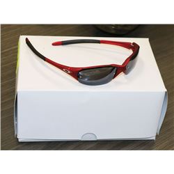 BOX OF OAKLEY STYLED SUNGLASSES WITH RED FRAMES