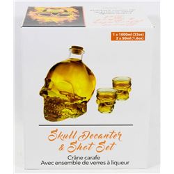 NEW SKULL DECANTER AND SHOT SET