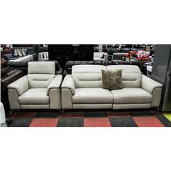 NEW BEIGE GENUINE LEATHER ELECTRIC RECLINING