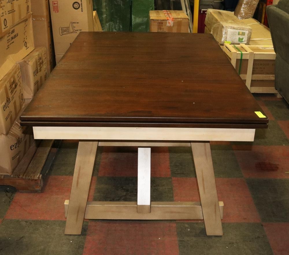 NEW 2 TONE DOUBLE SLIDE OUT LEAF KITCHEN TABLE