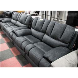 GREY FABRIC POWER RECLINING 82" SOFA WITH 63" LOVE