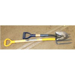 SMALL PITCHFORK AND SHOVEL