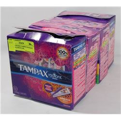 LOT OF 4 BOXES TAMPEX RADIANT TAMPONS, REGULAR,