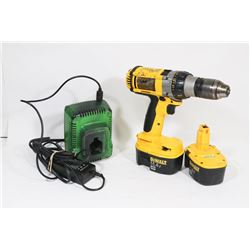 DEWALT CORDLESS DRILL W/ 2 BATTERIES & CHARGER