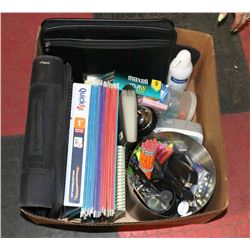 LARGE BOX FULL OF OFFICE SUPPLIES INCL.