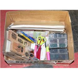 BOX W/ARTS & CRAFTS SUPPLIES INCL. STAMPS,