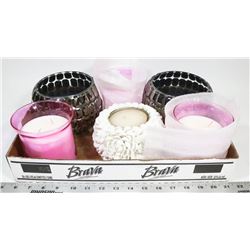 FLAT OF ASSORTED CANDLES AND MORE.