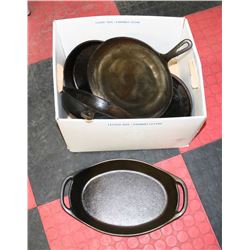4 ASSORTED CAST IRON PANS