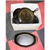Image 1 : 4 ASSORTED CAST IRON PANS