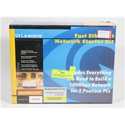 SEALED LINKSYS FAST ETHERNET NETWORK STARTER KIT.