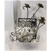 Image 1 : FLAT OF METAL CANDLE HOLDERS WITH BASKET OF TEA