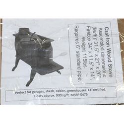 MEDIUM CAST IRON LOG WOOD STOVE