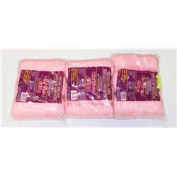 LOT OF 3 PINK 1LB BAGS  OF 100% ACRYLIC