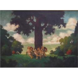 BUSCHBAUM, Karl Albrecht. “Celebration of Spring”. Huile sur toile, signée.