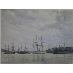 LEFEBVRE, Jules Joseph, 1836-1911. “Rotterdam”. Aquarelle, signée. Titrée verso.