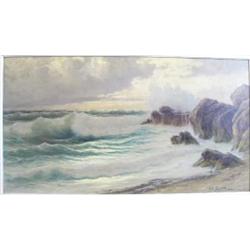 FEDERICO, Cavalier Michel, 1884-1966. “Breakers near Capri”. Huile sur toile, signée et inscrite “Ca