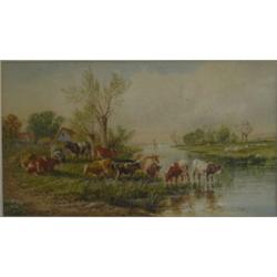 Attribué à/Attributed to COOPER, Thomas Sidney, 1803-1902. “Cattle and Sheep grazing along the River