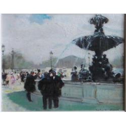 HERVÉ, Jules, 1887-1981. “Place de la Concorde”. Huile sur panneau, signée.