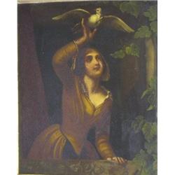 École allemande 19e S./19th C. German School. “Sending her Love Letter”. Huile sur métal.